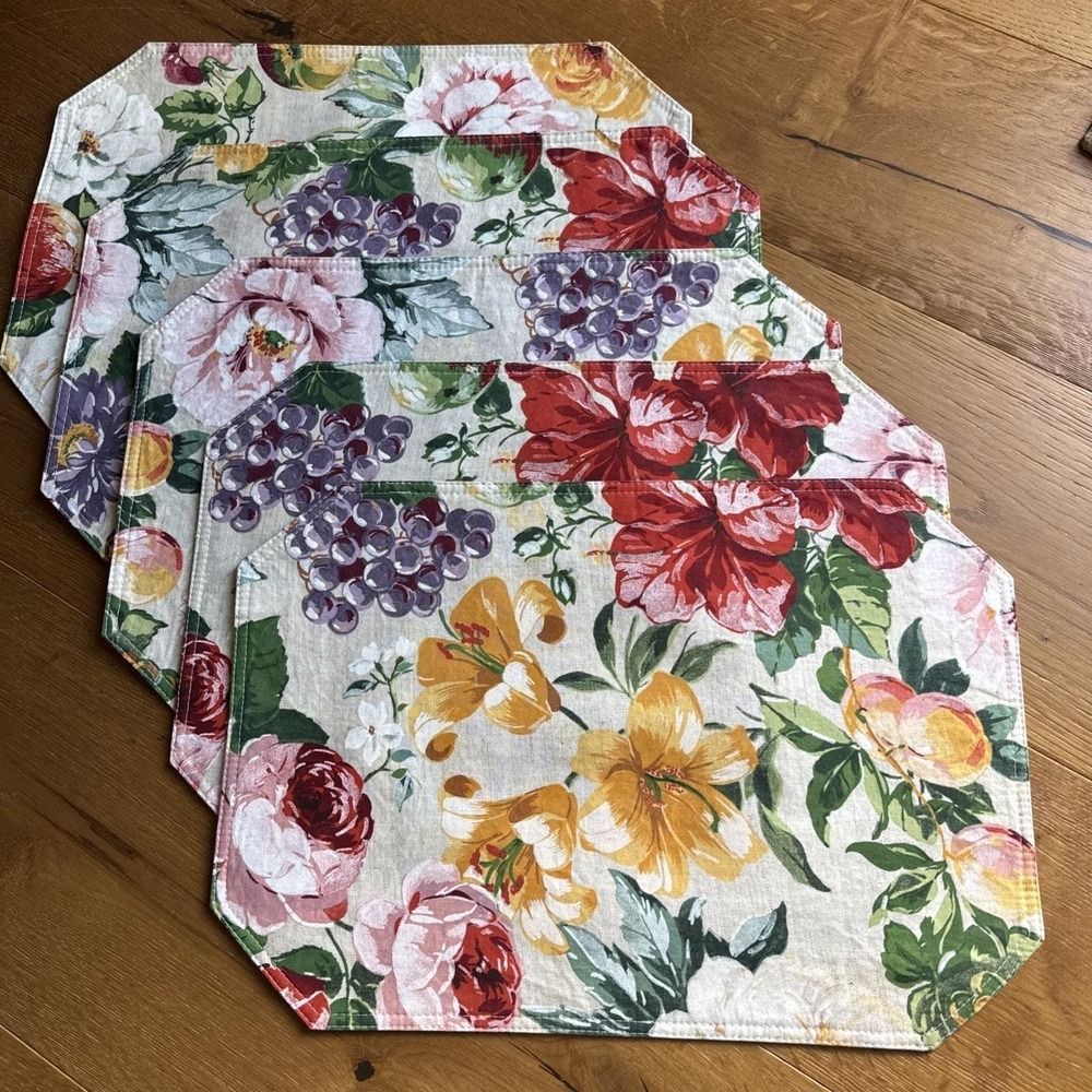 Vintage Floral Placemats Victorian Dinnerware Tableware Dining‎ set of 4